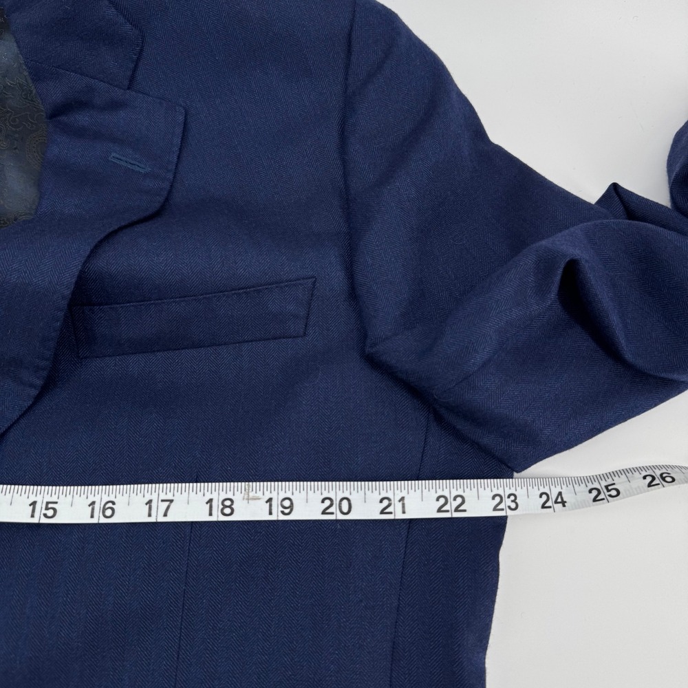 J.P. Tilford Samuelsohn Loro Piana Blazer Men 42L Blue Cashmere Silk Herringbone - Picture 13 of 16